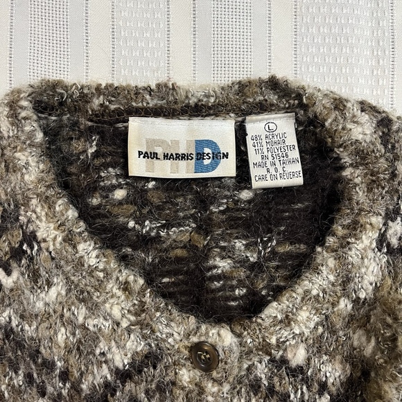 Vintage 90s Paul Harris Plaid Wool Mohair Cardigan Sweater Large Cozy Grunge - Picture 11 of 11